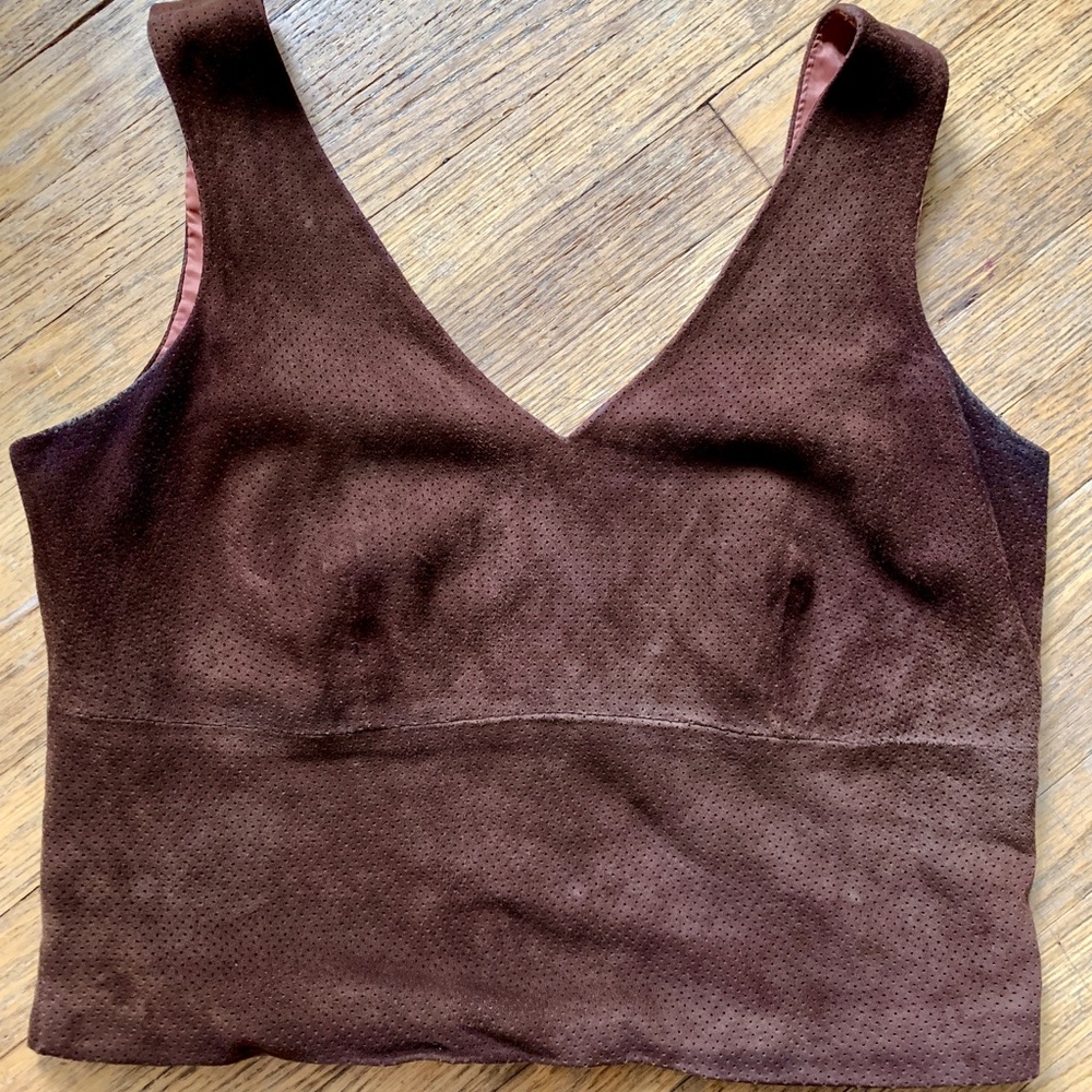 Vintage Brown Suede Top